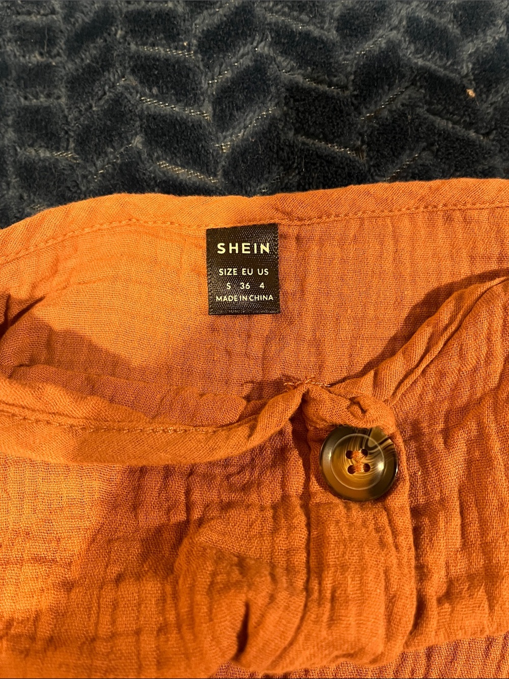 SHEIN Rust Orange Button-Front Top - Picture 3 of 3